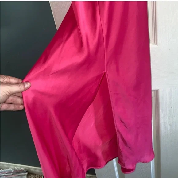 💖 ZARA Bloggers Fav Satin Draped-Neck Midi/Maxi Dress. Size LG. Excellent Cond! - Picture 16 of 16